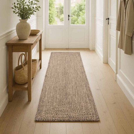 vidaXL Tapijt Naturel en zwart 60 x 200 cm Jute afbeelding2 - 1