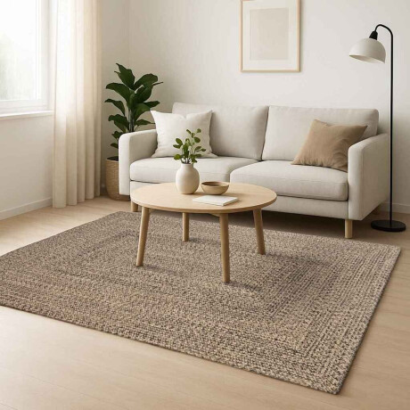 vidaXL Tapijt Naturel en zwart 200 x 200 cm Jute afbeelding2 - 1