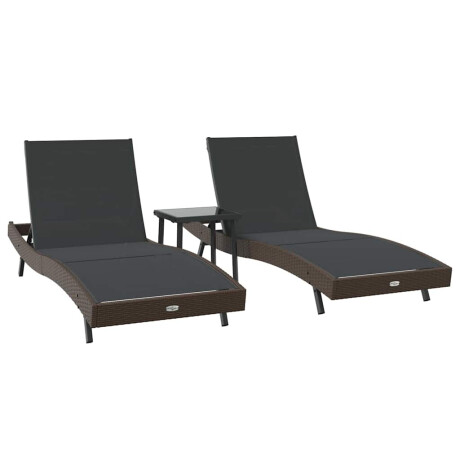 vidaXL Ligstoel 3 pcs Bruin 197 x 70 x 82 cm poly rattan afbeelding2 - 1