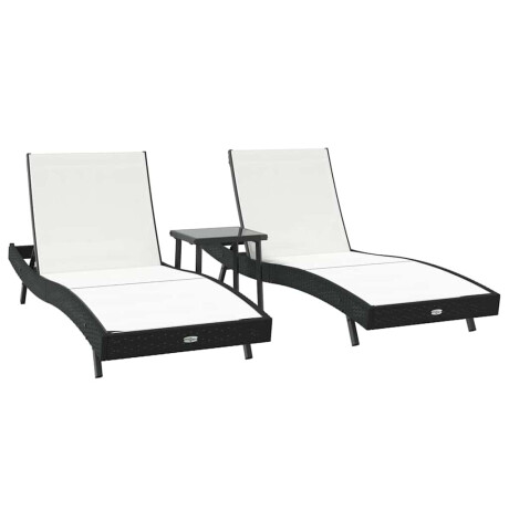 vidaXL Ligstoelen 3 pcs Zwart en Wit 40 x 40 x 40.5 cm poly rattan afbeelding2 - 1