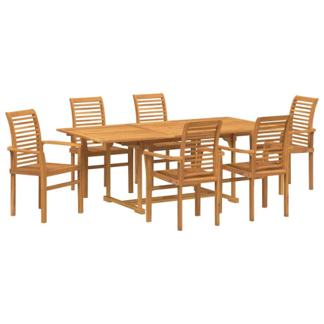 vidaXL Tuin eettafelset 7 pcs Bruin Massief Teakhout afbeelding2 - 1