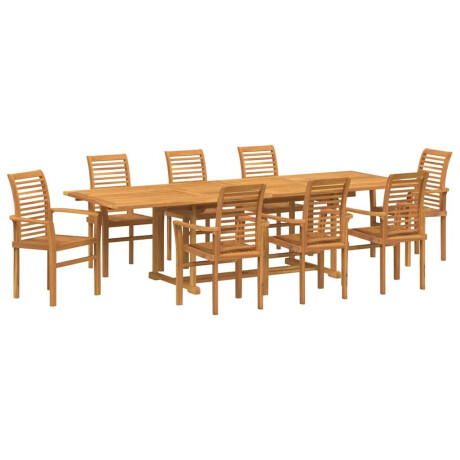vidaXL Tuin eettafelset 9 pcs Bruin Massief Teakhout afbeelding2 - 1
