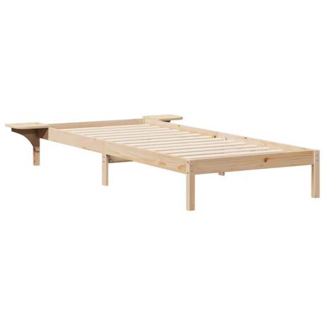 vidaXL Bedframe met Zijtafels Naturel 90 x 210 cm Massief grenenhout afbeelding2 - 1