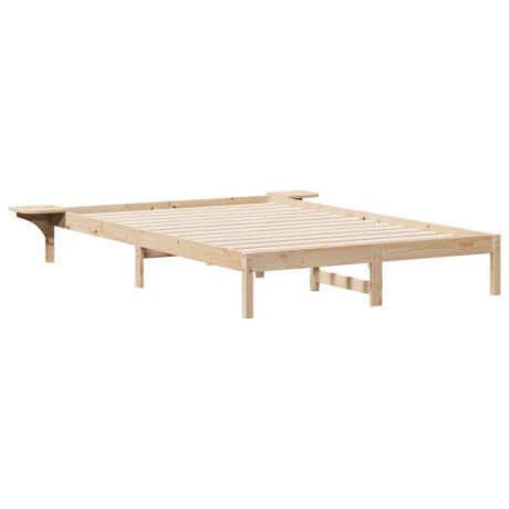 vidaXL Bedframe met Zijtafels Naturel 140 x 210 cm Massief grenenhout afbeelding2 - 1