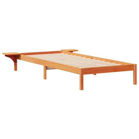 vidaXL Bedframe met Zijtafels Wasbruin 80 x 220 cm Massief grenenhout afbeelding2 - 1