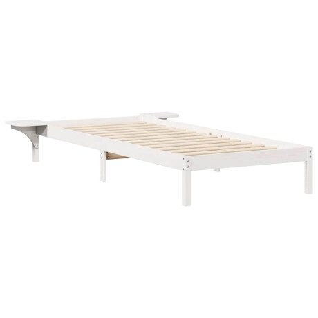 vidaXL Bedframe met Zijtafels Wit 100 x 220 cm Massief grenenhout afbeelding2 - 1