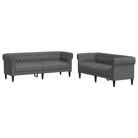 vidaXL Woonkamer Bank 2 pcs Donkergrijs 201,5 x 74,5 x 74,5 cm Stof afbeelding2 - 1