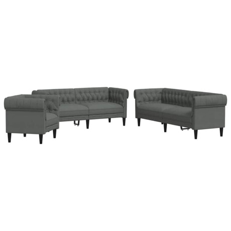 vidaXL Woonkamer Bank 3 pcs Donkergrijs 201,5 x 74,5 x 74,5 cm Stof afbeelding2 - 1