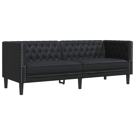 vidaXL Chesterfieldbank Geruit Zwart 194 x 74.5 x 70.5 cm Kunstleer afbeelding2 - 1