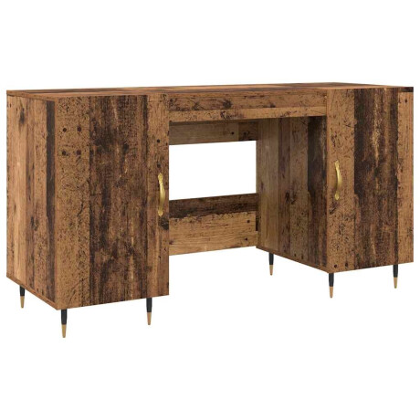 vidaXL Bureau met plank Oud hout 140 x 50 x 75 cm Bewerkt hout afbeelding2 - 1