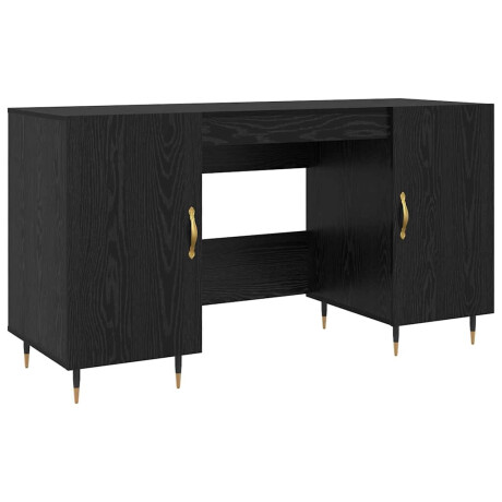 vidaXL Bureau met plank Zwart eiken 140 x 50 x 75 cm Bewerkt hout afbeelding2 - 1