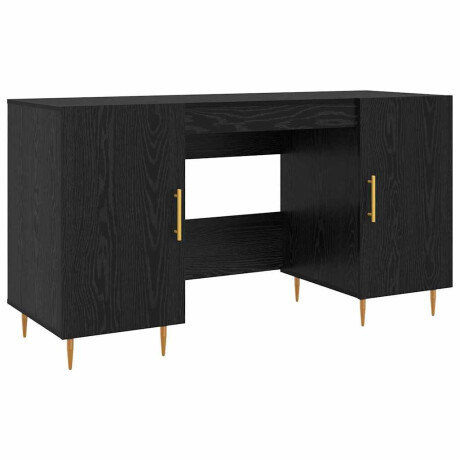 vidaXL Bureau met plank met opslag Zwart eiken Bewerkt hout afbeelding2 - 1