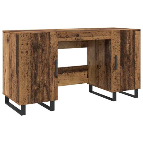 vidaXL Bureau met plank Oud hout 140 x 50 x 75 cm Bewerkt hout afbeelding2 - 1