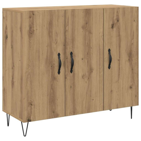 vidaXL Dressoir artisanaal eikenkleurig 90 x 34 x 80 cm Bewerkt hout afbeelding2 - 1