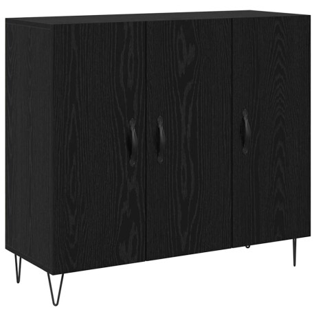 vidaXL Dressoir Zwart Eiken 90 x 32,5 x 80 cm Bewerkt hout afbeelding2 - 1