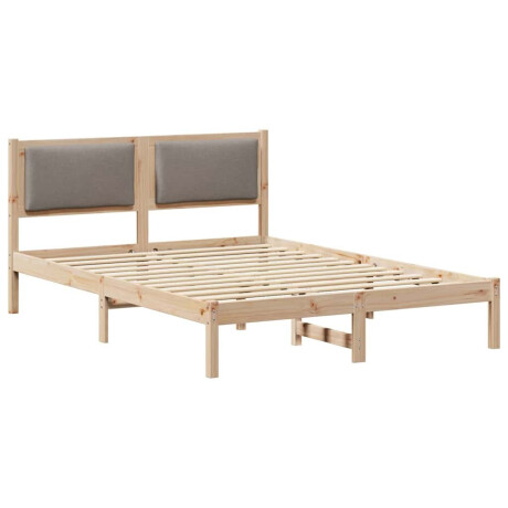 vidaXL Bedframe met hoofdeinde Taupe 135 x 190 cm Massief grenenhout afbeelding2 - 1