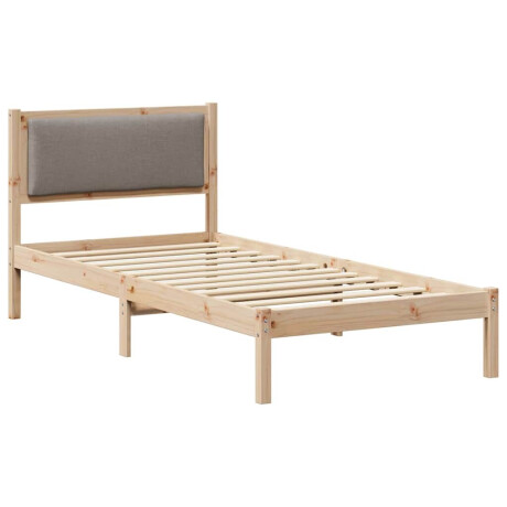 vidaXL Bedframe met hoofdeinde Taupe 90 x 200 cm Massief grenenhout afbeelding2 - 1