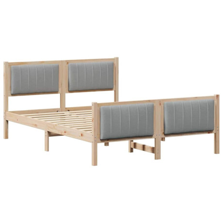 vidaXL Bedframe Bruin en lichtgrijs 135 x 190 cm Massief grenenhout afbeelding2 - 1
