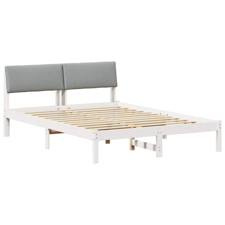 vidaXL Bedframe Wit en lichtgrijs 140 x 190 cm Massief grenenhout afbeelding2 - 1