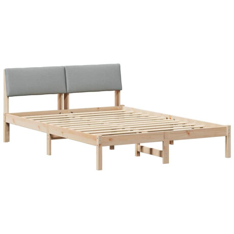 vidaXL Bedframe Bruin en lichtgrijs 135 x 190 cm Massief grenenhout afbeelding2 - 1