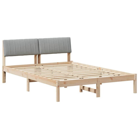 vidaXL Bedframe Bruin en lichtgrijs 135 x 190 cm Massief grenenhout afbeelding2 - 1