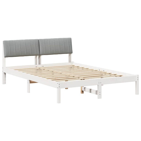 vidaXL Bedframe Wit en lichtgrijs 135 x 190 cm Massief grenenhout afbeelding2 - 1