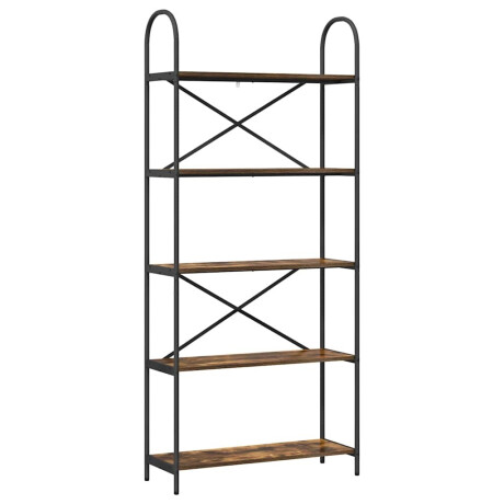 vidaXL Boekenkast Gerookt eiken 80 x 30 x 183 cm Bewerkt hout afbeelding2 - 1