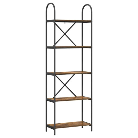 vidaXL Boekenkast Gerookt eiken 60 x 30 x 183 cm Bewerkt hout afbeelding2 - 1