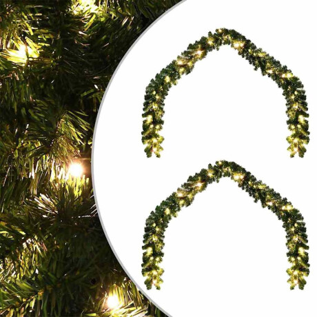 vidaXL Kerstkrans met 600 LED 2 pcs Groen PVC afbeelding2 - 1