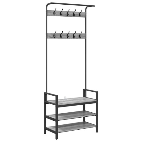 vidaXL Kapstok met plank Grijs sonoma 75 x 34 x 184 cm Bewerkt hout afbeelding2 - 1