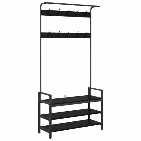 vidaXL Kapstok met plank Zwart eiken 95 x 34 x 184 cm Bewerkt hout afbeelding2 - 1