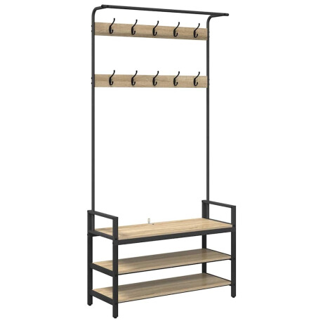 vidaXL Kapstok met plank Sonoma eiken 95 x 34 x 184 cm Bewerkt hout afbeelding2 - 1