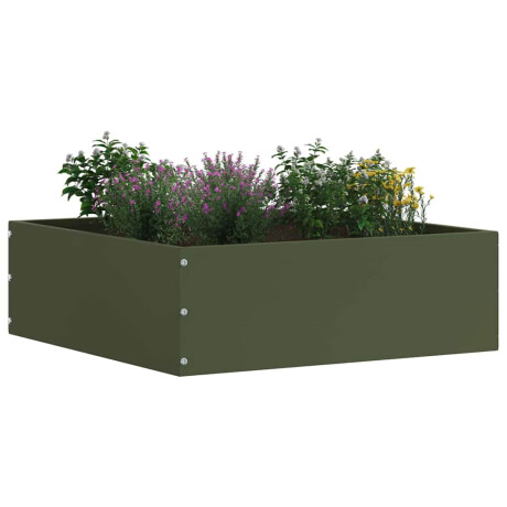 vidaXL Tuinrand Olijf Groen 40 x 40 x 13 cm Staal afbeelding2 - 1
