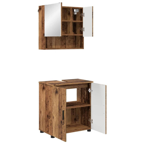 vidaXL Badkamermeubelset 2 pcs Oud hout 61 x 35 x 64 cm Bewerkt hout afbeelding2 - 1