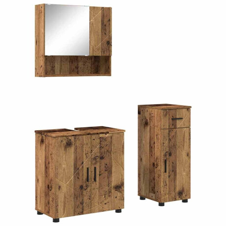 vidaXL Badkamermeubelset 3 pcs Oud hout 61 x 35 x 64 cm Bewerkt hout afbeelding2 - 1