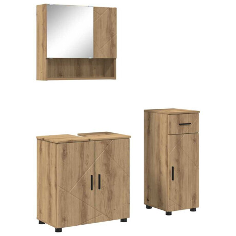 vidaXL Badkamermeubelset 3 pcs artisanaal eikenkleurig 61 x 35 x 64 cm afbeelding2 - 1