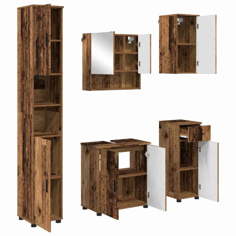 vidaXL Badkamermeubelset 5 pcs Oud hout 61 x 35 x 64 cm Bewerkt hout afbeelding2 - 1