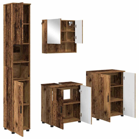 vidaXL Badkamermeubelset 4 pcs Oud hout 61 x 35 x 64 cm Bewerkt hout afbeelding2 - 1