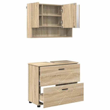 vidaXL Badkamermeubelset met lade 2 pcs Sonoma eiken 76,5 x 35 x 64 cm afbeelding2 - 1
