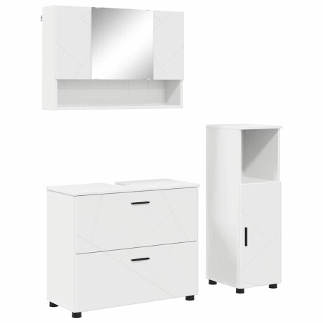 vidaXL Badkamermeubelset 3 pcs Wit 76,5 x 35 x 64 cm Bewerkt hout afbeelding2 - 1