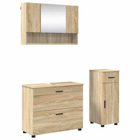 vidaXL Badkamermeubelset met lade 3 pcs Sonoma eiken 76,5 x 35 x 64 cm afbeelding2 - 1