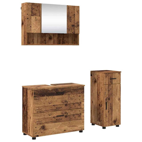 vidaXL Badkamermeubelset 3 pcs Oud hout 76,5 x 35 x 64 cm Bewerkt hout afbeelding2 - 1