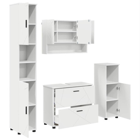 vidaXL Badkamermeubelset 4 pcs Wit 30 x 35 x 192 cm Bewerkt hout afbeelding2 - 1