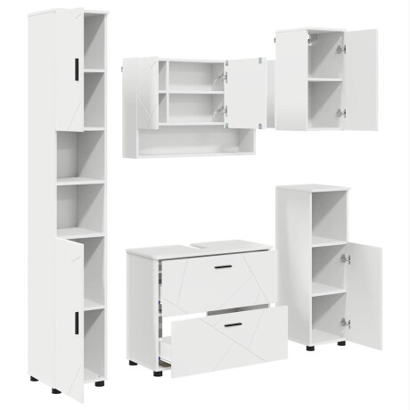vidaXL Badkamermeubelset 5 pcs Wit 30 x 35 x 192 cm Bewerkt hout afbeelding2 - 1