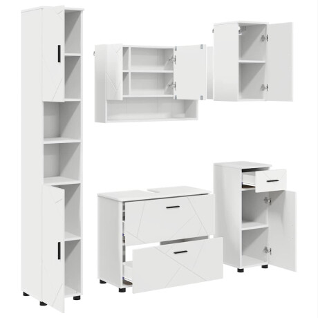 vidaXL Badkamermeubelset 5 pcs Wit 30 x 35 x 192 cm Bewerkt hout afbeelding2 - 1