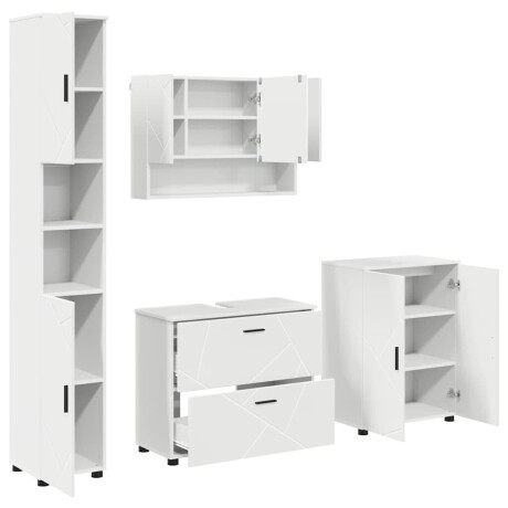vidaXL Badkamermeubelset 4 pcs Wit 30 x 35 x 192 cm Bewerkt hout afbeelding2 - 1