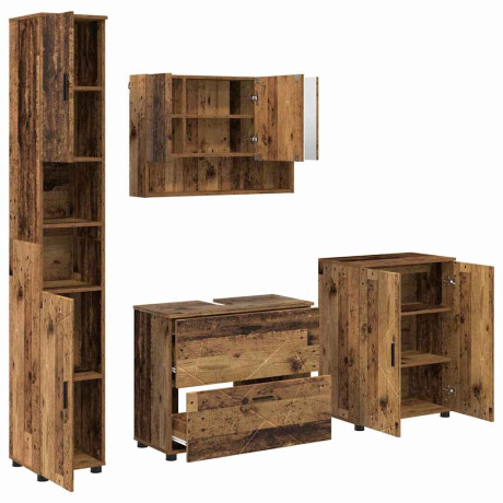 vidaXL Badkamermeubelset 4 pcs Oud hout 30 x 35 x 192 cm Bewerkt hout afbeelding2 - 1