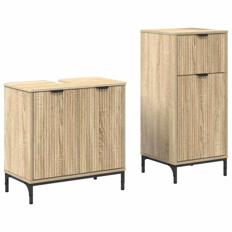 vidaXL Badkamermeubelset met lade 2 pcs Sonoma eiken 39.5 x 36 x 88 cm afbeelding2 - 1