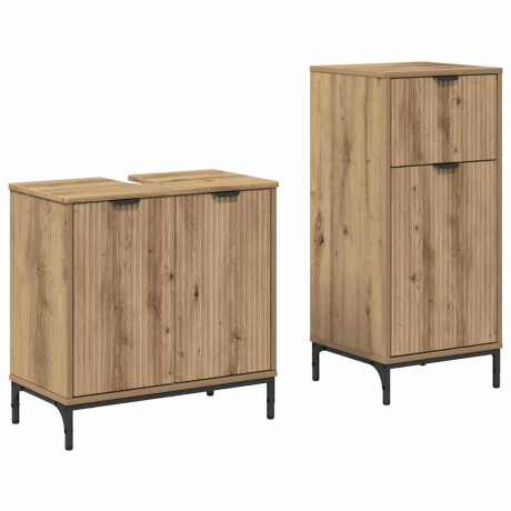 vidaXL Badkamermeubelset met lade Geruit 2 pcs artisanaal eikenkleurig afbeelding2 - 1