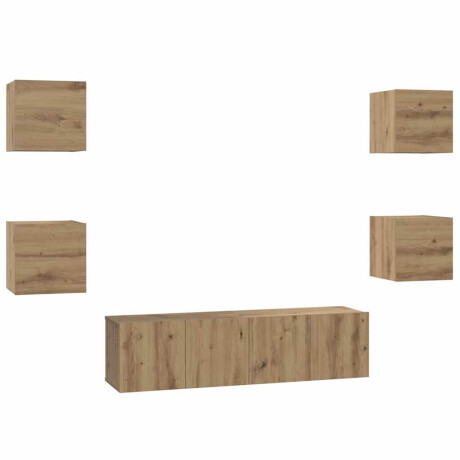 vidaXL Tv-meubelset 6 pcs artisanaal eikenkleurig 60 x 30 x 30 cm afbeelding2 - 1